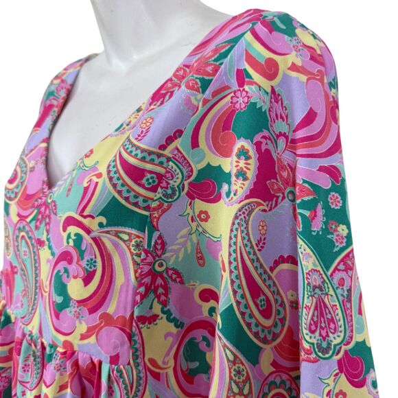 Emily Wonder Womens Paisly Dolman Sleeve Colorful Top Shirt V-Neck Blouse NWT 1X - Picture 10 of 16